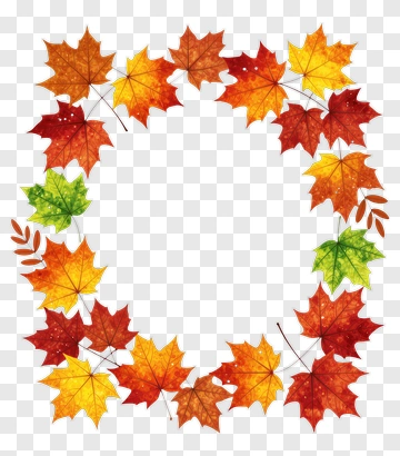 Colorful Autumn Leaf Wreath PNG