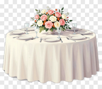 Elegant Dining Table With Floral Centerpiece PNG