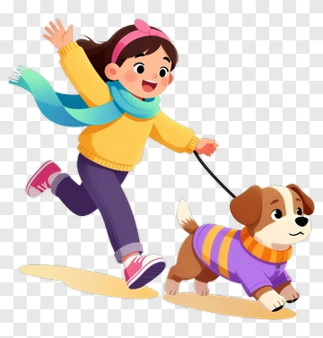 Girl Running With A Dog PNG