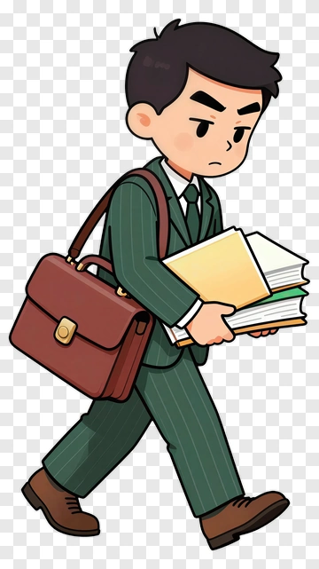 Businessman Carrying Books And Briefcase PNG