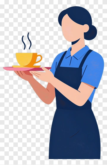 Waitress Holding A Cup Of Coffee PNG