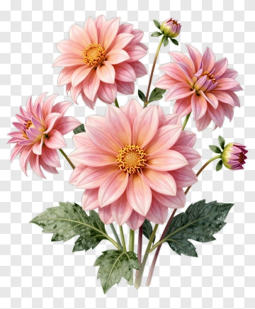 Pink Dahlia Flower Bouquet PNG