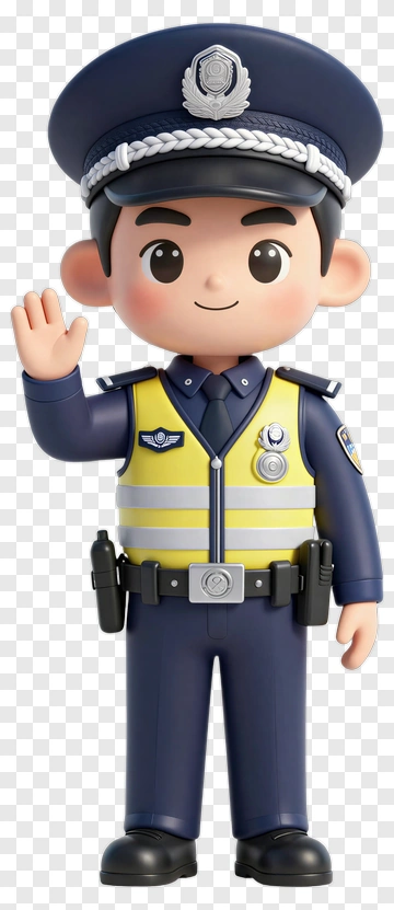 Cartoon Police Officer Waving PNG