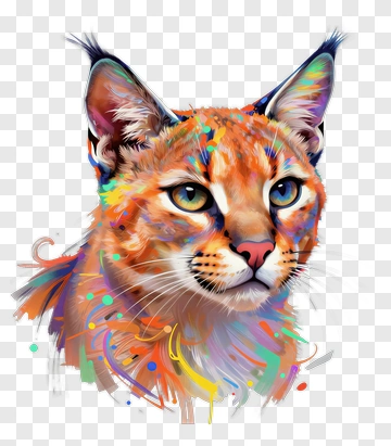 Colorful Lynx Portrait PNG