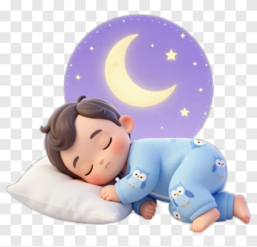 Sleeping Baby In Owl Pajamas Under Moonlight PNG
