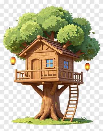 Treehouse Surrounded By Lush Greenery PNG