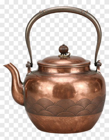 Copper Teapot With Decorative Design PNG