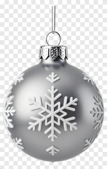 Silver Christmas Ornament With Snowflake Design PNG