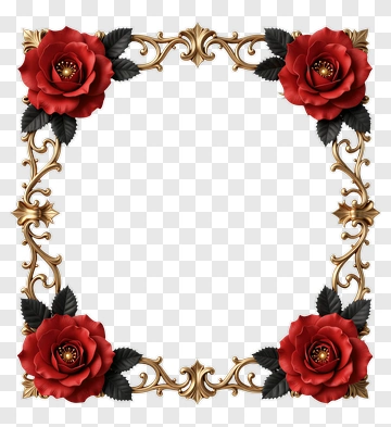 Elegant Rose Frame With Gold Accents PNG