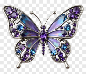 Colorful Butterfly Brooch With Gemstones PNG