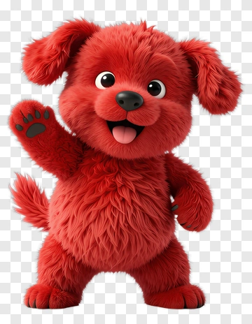 Cartoon Red Dog Waving PNG