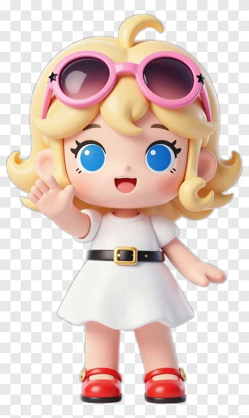 Cartoon Girl Waving In A White Dress PNG