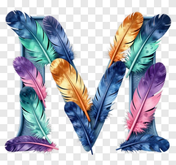 Colorful Feather Letter M PNG