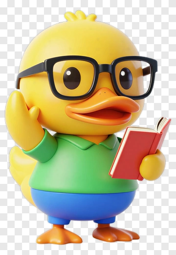 Cartoon Duck Holding A Book PNG