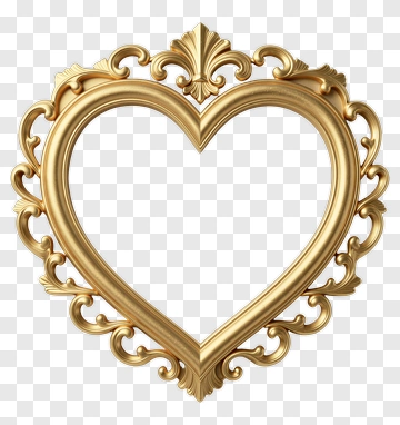 Gold Heart-Shaped Frame PNG