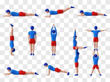 Cartoon Gymnast Performing Various Exercises PNG