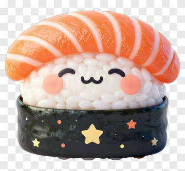 Cute Sushi Character With Smiling Face PNG