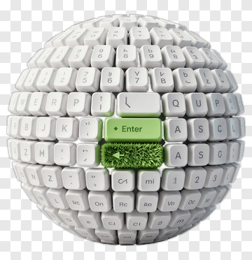 Keyboard Sphere With Green Enter Key PNG