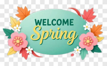 Welcome Spring Floral Design PNG