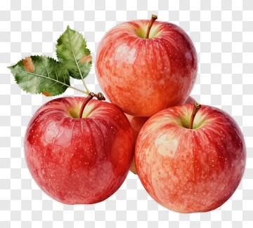 Red Apples With Green Leaves PNG