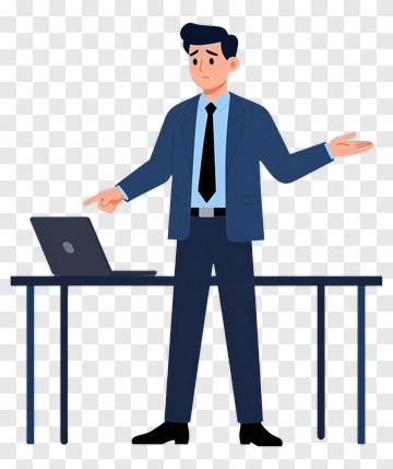 Businessman Standing With A Laptop PNG