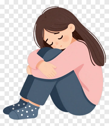 Sad Girl Sitting With Knees Hugged PNG