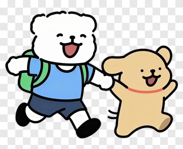Cartoon Bear And Dog Running Together PNG