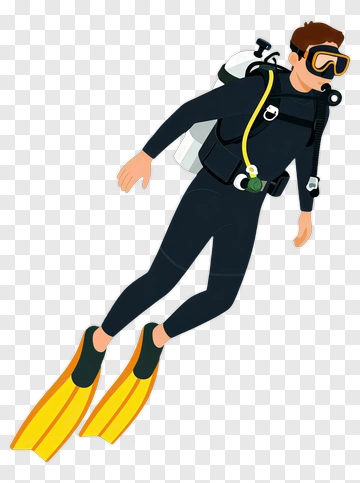 Diver Swimming With Yellow Fins PNG