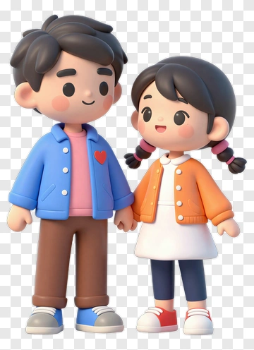 Cartoon Children Holding Hands PNG