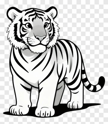 Cartoon White Tiger PNG