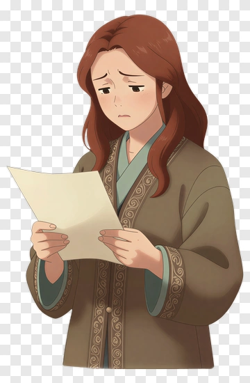 Concerned Woman Reading A Letter PNG