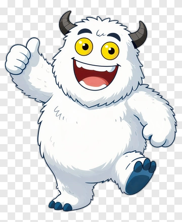 Cartoon Yeti Giving A Thumbs Up PNG