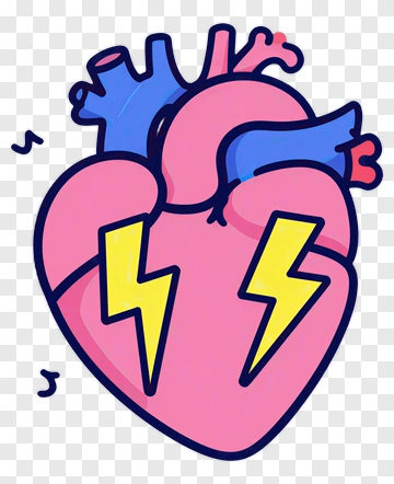 Cartoon Heart With Lightning Bolts PNG