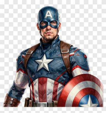 Superhero Captain America With Shield PNG