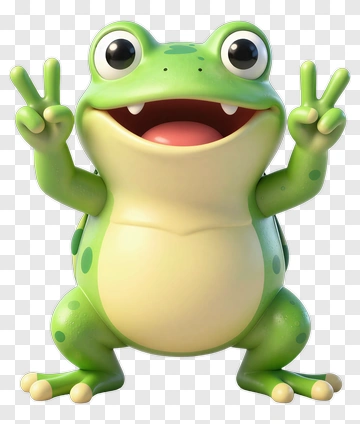 Cartoon Frog Smiling And Making Peace Sign PNG