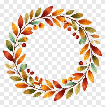 Colorful Autumn Leaf Wreath PNG