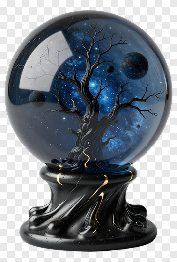 Mystical Snow Globe With A Starry Tree PNG