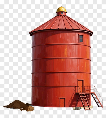 Red Grain Silo With Steps PNG
