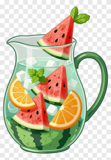 Watermelon And Orange Drink In A Pitcher PNG