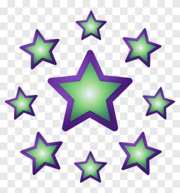Green Star With Purple Outline PNG