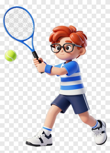 3D Boy Playing Tennis PNG