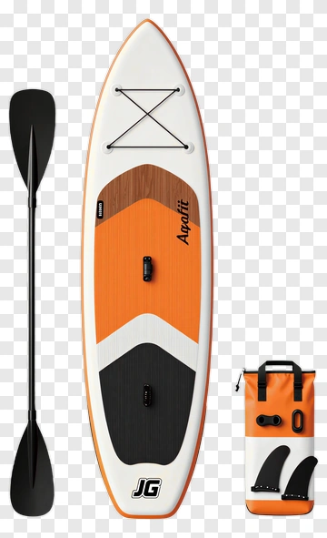 Orange Paddleboard With Paddle And Dry Bag PNG