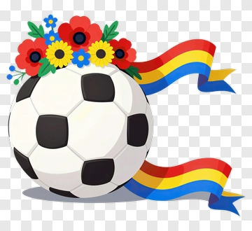 Soccer Ball With Colorful Flowers And Ribbons PNG