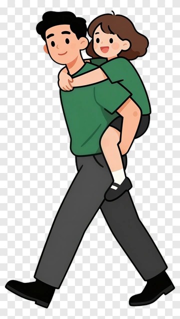 Happy Father Carrying Child On Back PNG