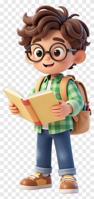 Cartoon Boy Reading A Book PNG