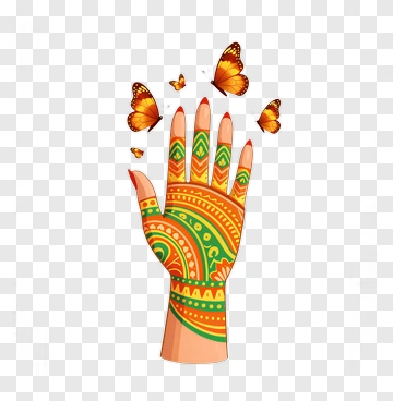 Decorative Hand With Butterflies PNG