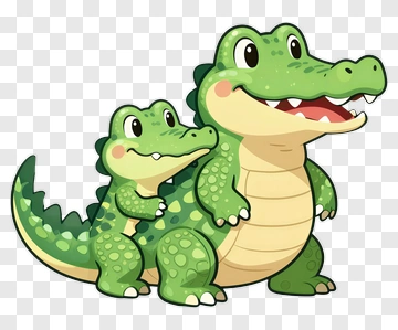 Cartoon Alligator Family PNG