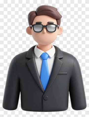 3D Businessman In Suit With Glasses PNG