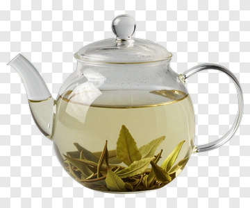 Glass Teapot With Tea Leaves PNG