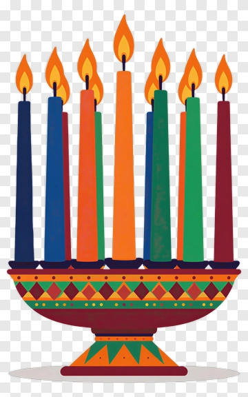 Colorful Menorah With Lit Candles PNG